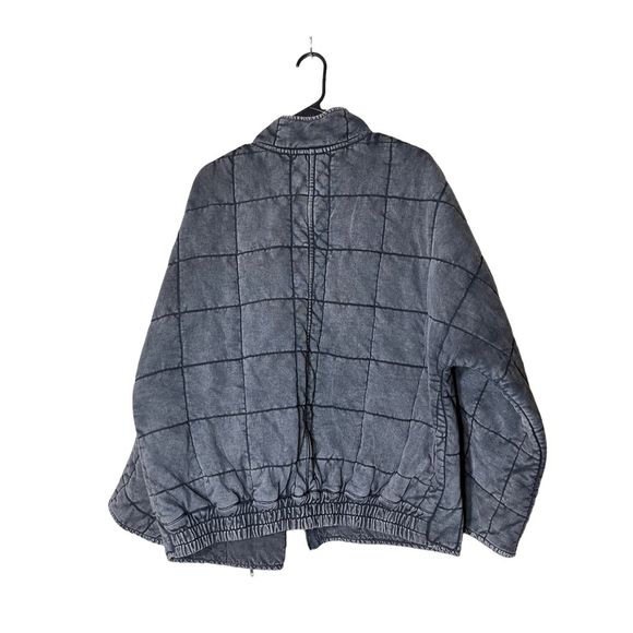 Free People Quilted Dolman Sleeve Gray Jacket Size Medium - Picture 7 of 8